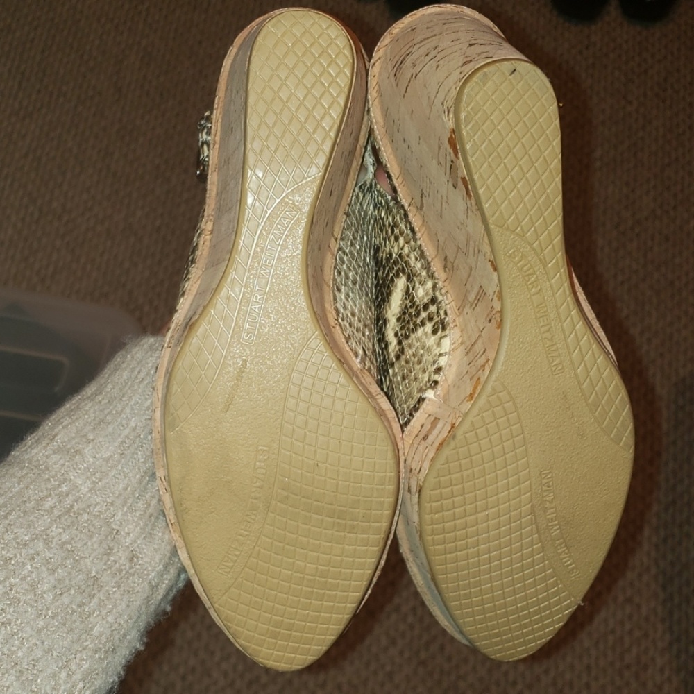 Stuart Weitzman Python Print Leather Wedges - image 6